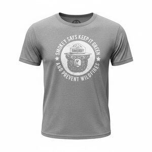 NWOT Women’s Gray Short Sleeve Graphic Tee Shirt Smokey The Bear - Size S